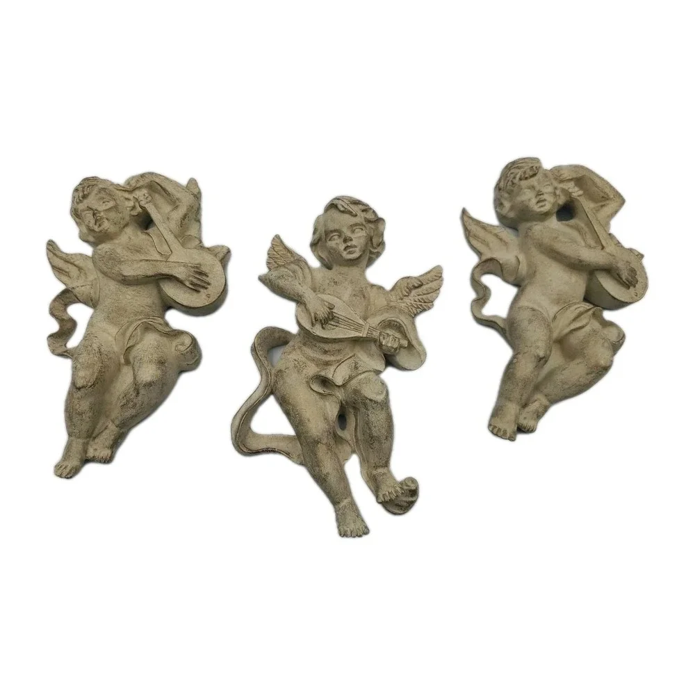 Set‎ Of 3 Cherub Musical Angels Wall Hanging Home Decor
